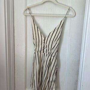 Nordstrom Cream and Brown Striped Jumpsuit